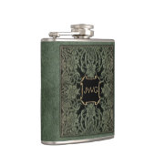 アンティーク華美レザーモノグラム本カバー フラスク (右)