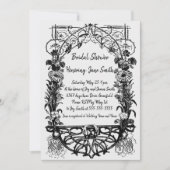 アンティーク華美素朴モノクロフローラ 招待状 (正面)