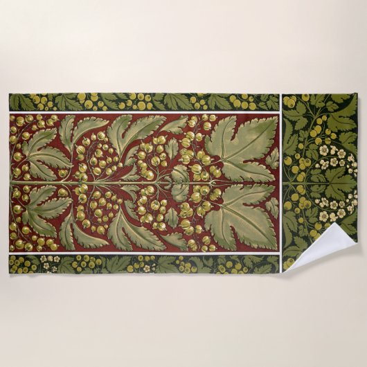 アンティーク葉柄ビーチタオル ビーチタオル (正面)