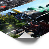 アンティーク蒸気機関車列車コラージュ ポスター (コーナー)