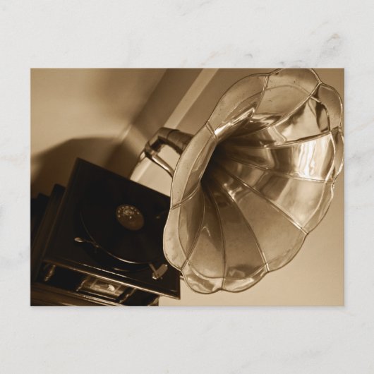 アンティーク蓄音機蓄音機音楽愛好家 ポストカード (正面)