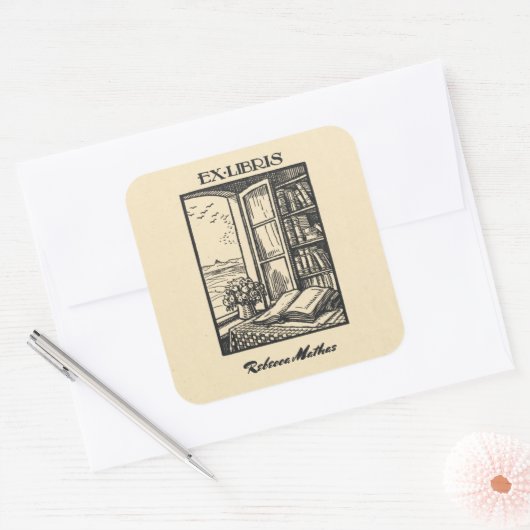 アンティーク蔵書票エッチングHenri Bacher Ex Libris スクエアシール (封筒)