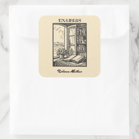 アンティーク蔵書票エッチングHenri Bacher Ex Libris スクエアシール (バッグ)