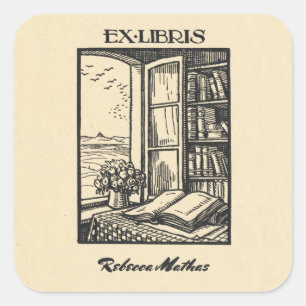 アンティーク蔵書票エッチングHenri Bacher Ex Libris スクエアシール