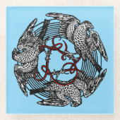 アンティーク蔵書票スリーホークスウィリアム・ド・モーガン ガラスコースター (正面)