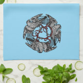 アンティーク蔵書票スリーホークスウィリアム・ド・モーガン キッチンタオル (折り畳み)