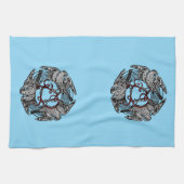 アンティーク蔵書票スリーホークスウィリアム・ド・モーガン キッチンタオル (横)