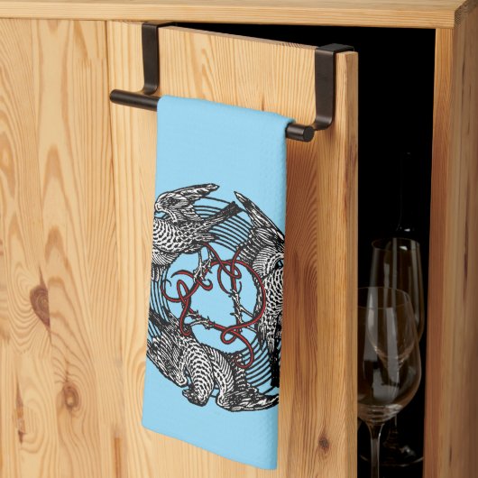 アンティーク蔵書票スリーホークスウィリアム・ド・モーガン キッチンタオル (三つ折り)