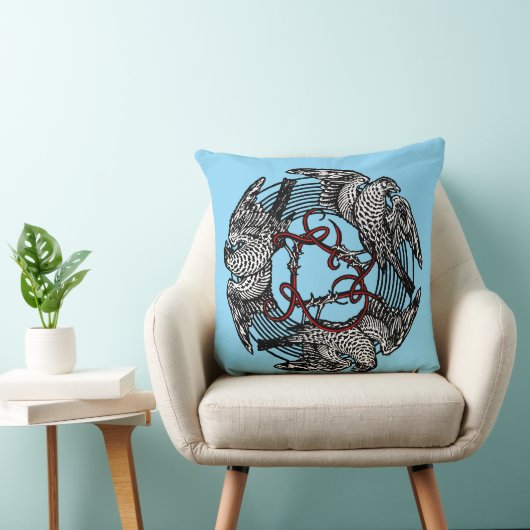 アンティーク蔵書票スリーホークスウィリアム・ド・モーガン クッション (椅子)