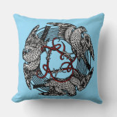 アンティーク蔵書票スリーホークスウィリアム・ド・モーガン クッション (正面)