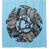 アンティーク蔵書票スリーホークスウィリアム・ド・モーガン シャワーカーテン (正面)