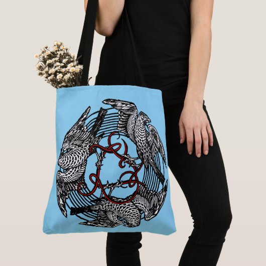 アンティーク蔵書票スリーホークスウィリアム・ド・モーガン トートバッグ (クローズアップ)