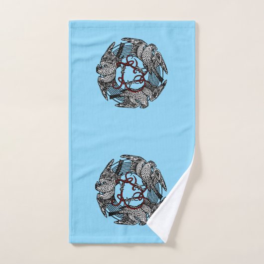 アンティーク蔵書票スリーホークスウィリアム・ド・モーガン バスタオルセット (ハンドタオル)