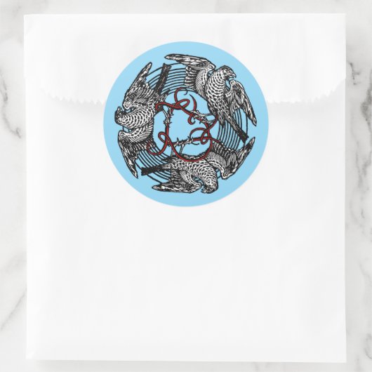 アンティーク蔵書票スリーホークスウィリアム・ド・モーガン ラウンドシール (バッグ)