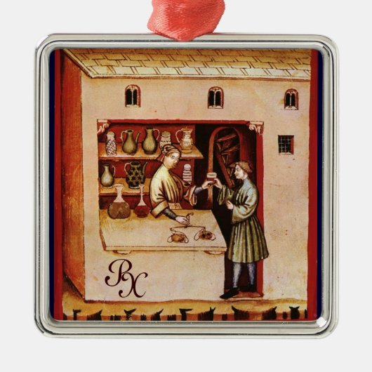 アンティーク薬局メディシン,ドラッグストア,パーチメント メタルオーナメント (正面)