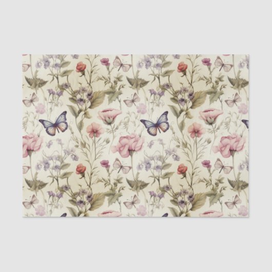 アンティーク蝶と花の切り離し 薄葉紙 (正面)