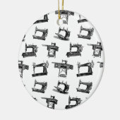 アンティーク裁縫マシカスタムン背景色 セラミックオーナメント (左)