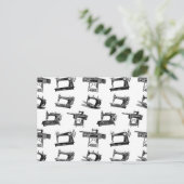 アンティーク裁縫マシカスタムン背景色 ポストカード (スタンド正面)