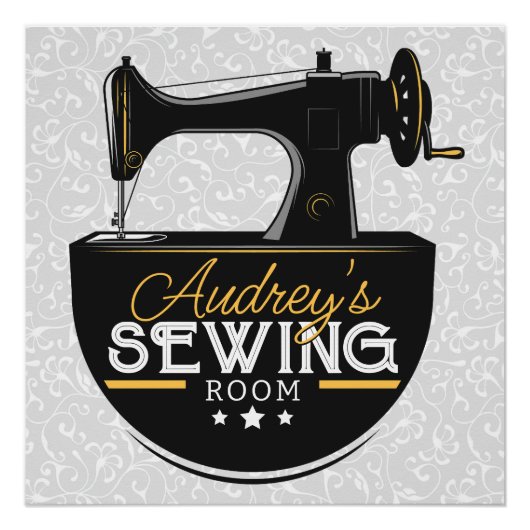 アンティーク裁縫マシンADD NAMEシームストレス ポスター (正面)