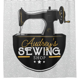アンティーク裁縫マシンADD NAME Seamstress Tailor シャワーカーテン