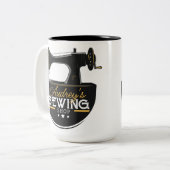 アンティーク裁縫マシンADD NAME Seamstress Tailor ツートーンマグカップ (正面左)