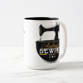 アンティーク裁縫マシンADD NAME Seamstress Tailor ツートーンマグカップ (正面右)