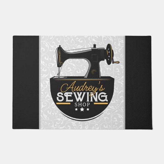 アンティーク裁縫マシンADD NAME Seamstress Tailor ドアマット (正面)