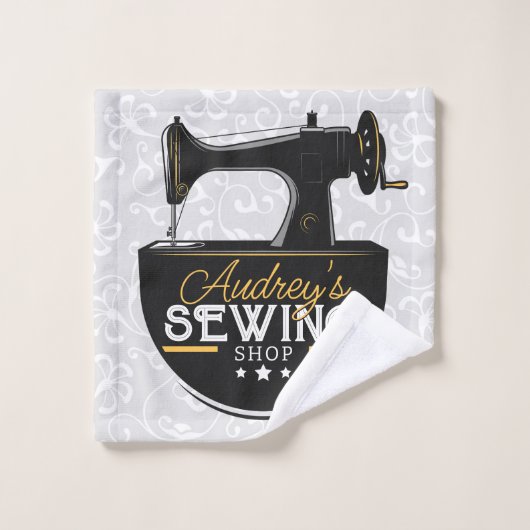 アンティーク裁縫マシンADD NAME Seamstress Tailor バスタオルセット (ウォッシュタオル)