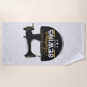 アンティーク裁縫マシンADD NAME Seamstress Tailor ビーチタオル (正面)