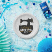 アンティーク裁縫マシンADD NAME Seamstress Tailor ペーパープレート (パーティー)
