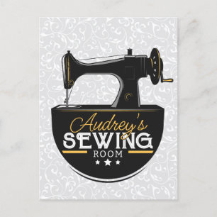 アンティーク裁縫マシンADD NAME Seamstress Tailor ポストカード