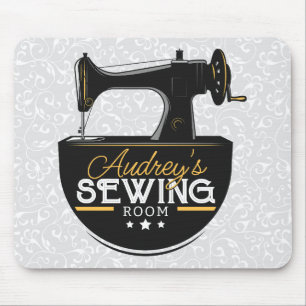 アンティーク裁縫マシンADD NAME Seamstress Tailor マウスパッド