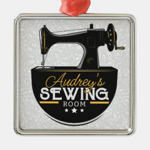 アンティーク裁縫マシンADD NAME Seamstress Tailor メタルオーナメント