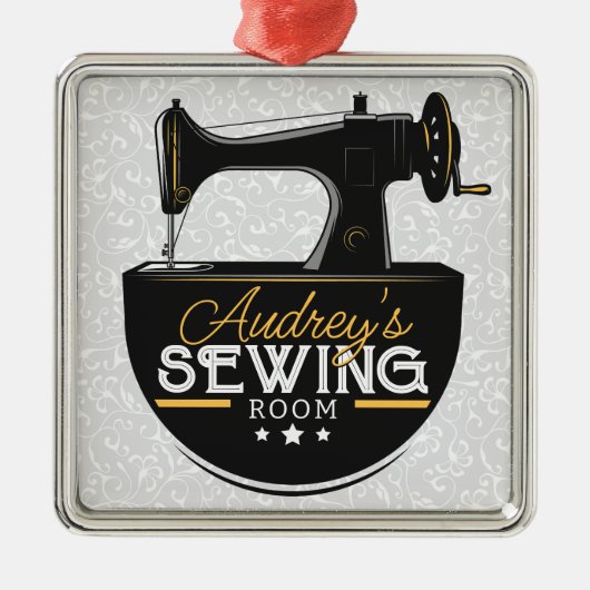 アンティーク裁縫マシンADD NAME Seamstress Tailor メタルオーナメント (正面)