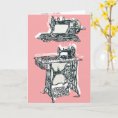 アンティーク裁縫機グリーティングカード カード (黄色い花)