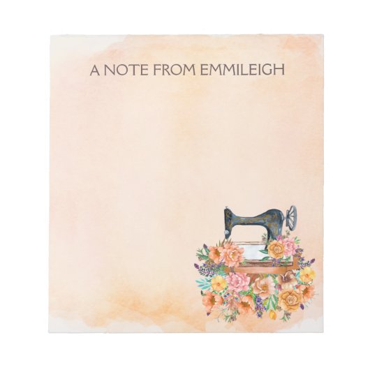 アンティーク裁縫機械フラワーメモ帳 ノートパッド (正面)