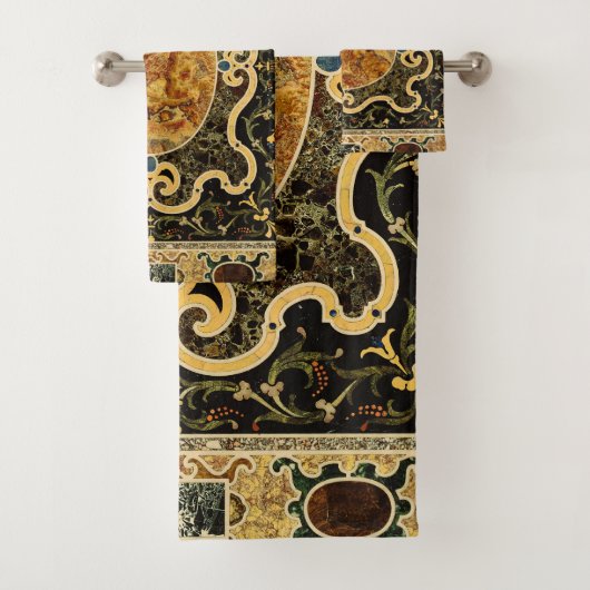 アンティーク装飾イタリアン宝石パターン バスタオルセット (インサイチュ)