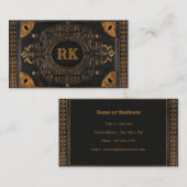 アンティーク装飾スタイルとイニシャル 名刺 (正面/裏面)