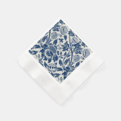 アンティーク装飾フローラホワイトon navy 縁ありカクテルナプキン (角)