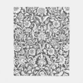 アンティーク装飾フローラ白オングレー フリースブランケット (正面)