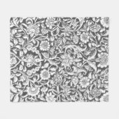 アンティーク装飾フローラ白オングレー フリースブランケット (正面(横))