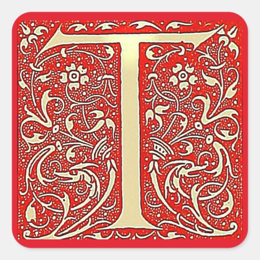 アンティーク装飾モノグラム - 大文字のT スクエアシール (正面)