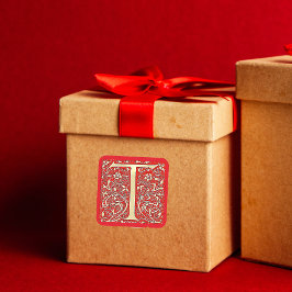 アンティーク装飾モノグラム - 大文字のT スクエアシール