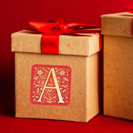 アンティーク装飾モノグラム - 大文字A スクエアシール