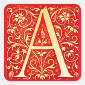 アンティーク装飾モノグラム - 大文字A スクエアシール (正面)