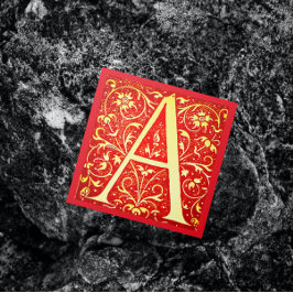アンティーク装飾モノグラム – 大文字A スクエア名刺