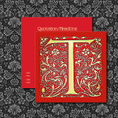 アンティーク装飾モノグラム – 大文字T スクエア名刺