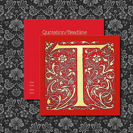 アンティーク装飾モノグラム – 大文字T スクエア名刺