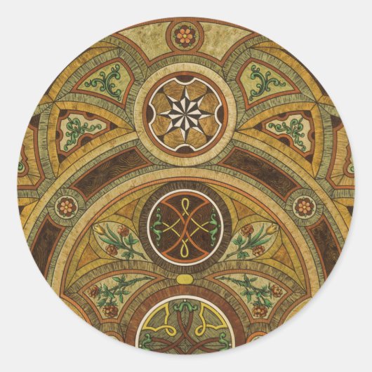 アンティーク装飾木造プリント ラウンドシール (正面)