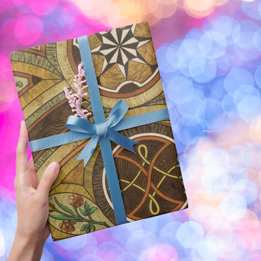 アンティーク装飾木造プリント ラッピングペーパー